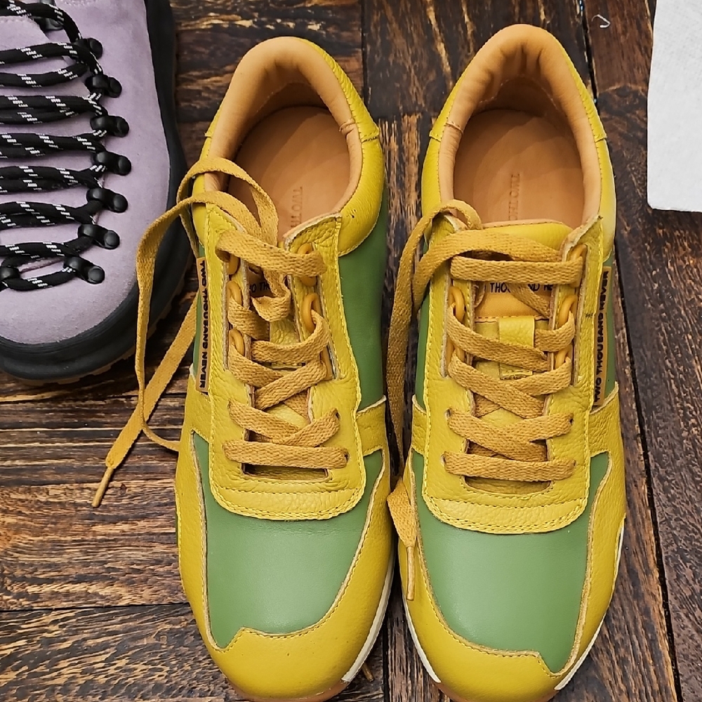 Green & Yellow Leather Sneakers Two Thousand Nevet 7